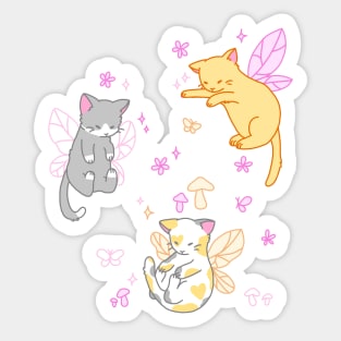 fairy kitties (pink/white/orange) Sticker